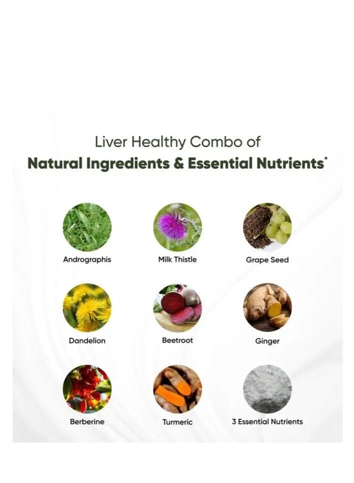 وينز تاون تطهير الكبد وإزالة السموم يدعم مزيجًا من 11 مكونًا: شوك الحليب، الهندباء، الكركم، مستخلص الزنجبيل، البنجر، الزنك، فيتامين هـ، بذور العنب 70 كبسولة - Image 3