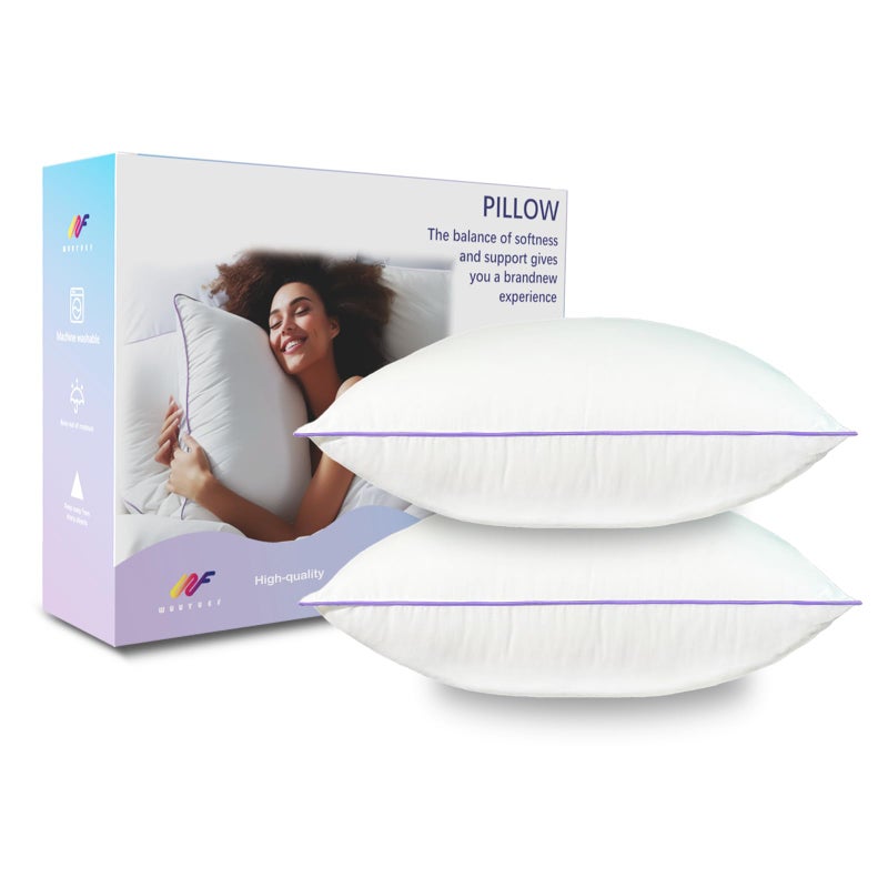 Wuuyuef 20x20 Pillow Inserts Set of 2, Hypoallergenic Soft Fluffy Decorative Throw Pillow Inserts with Purple Reinforced Edges, Machine Washable, for Sofa Couch, White - Image 1