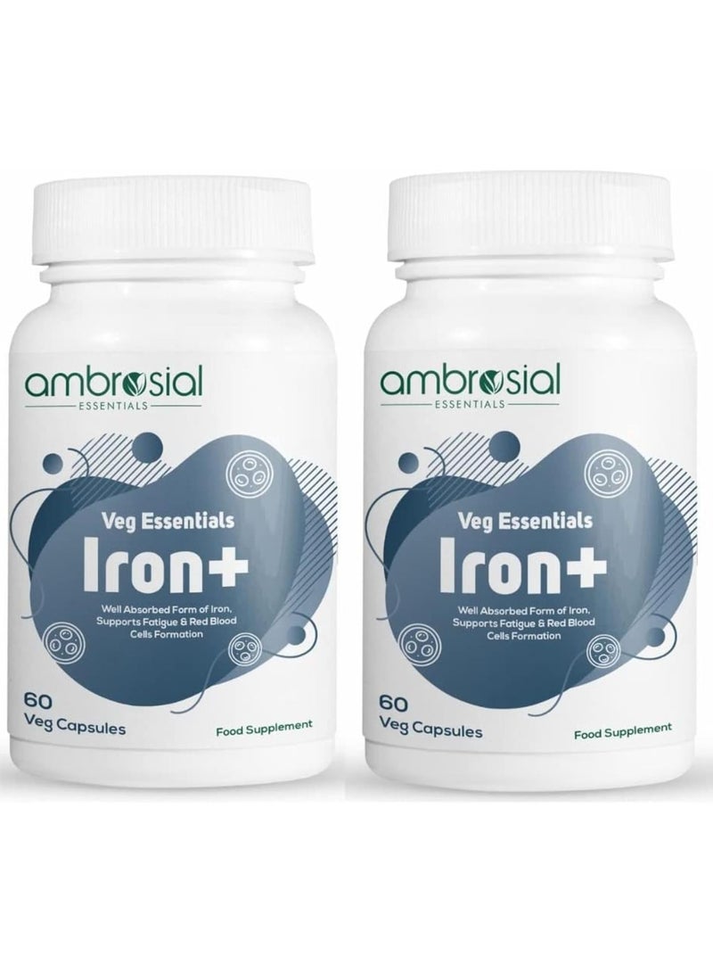 أمبروسيال أقراص حديد أمبروسيال عالية القوة 25 ملغ من الحديد للنساء والرجال، تدعم الدم وتساعد على تقليل التعب والتعب، وتعزيز الامتصاص وعدم الإمساك (عبوة من 2-120 كبسولة) - Image 1