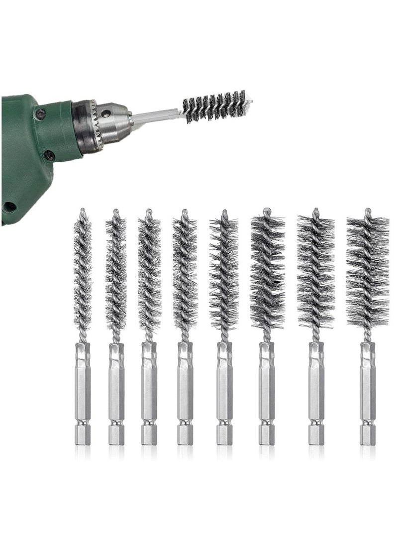 8Pcs Bore Kit Stainless Steel Cleaning Wire Brush for Drill Impact Driver - Image 1