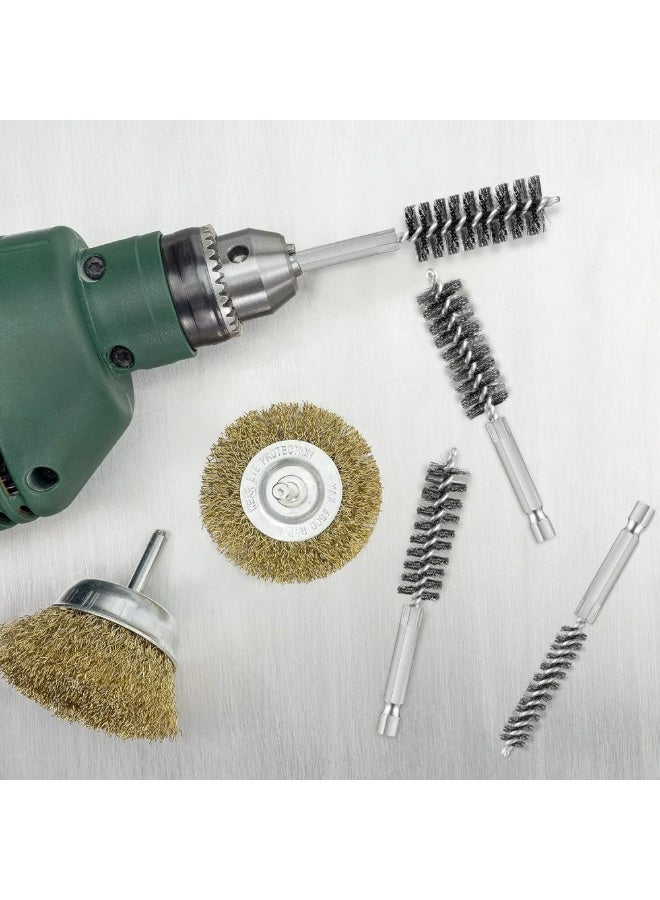 8Pcs Bore Kit Stainless Steel Cleaning Wire Brush for Drill Impact Driver - Image 2