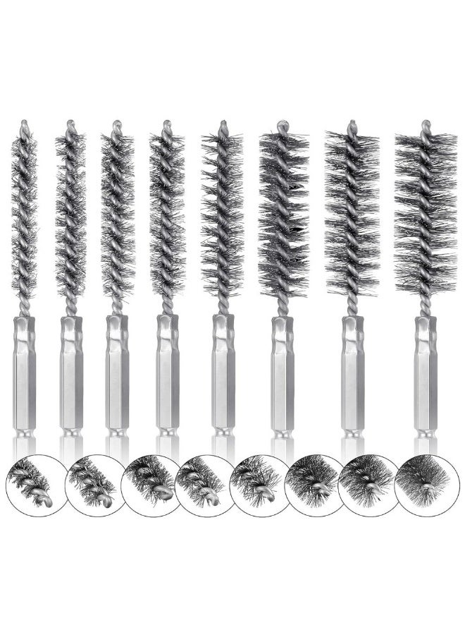 8Pcs Bore Kit Stainless Steel Cleaning Wire Brush for Drill Impact Driver - Image 4