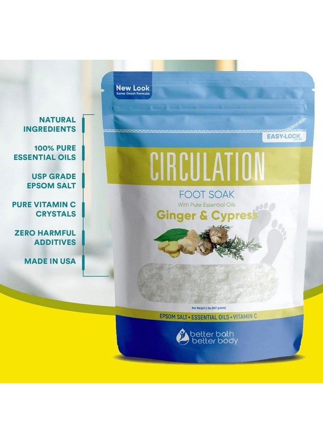 Better Bath Better Body - Circulation Foot Soak (2 Lbs) Epsom Salt with Natural Ginger Cypress Eucalyptus and Lavender Essential Oils Plus Vitamin C in BPA Free Pouch with Easy PressLock Seal - Image 1