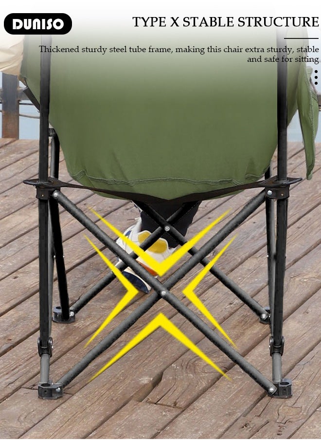 DUNISO - Heavy Duty Folding Camping Chair with Side Pockets and with Carry Bag, Garden Fish Chair Oxford Fabric Chair Outdoor Lounge Chair for Fishing, Camping, Picnics, BBQs, Beach & Outdoor Activities - Image 1
