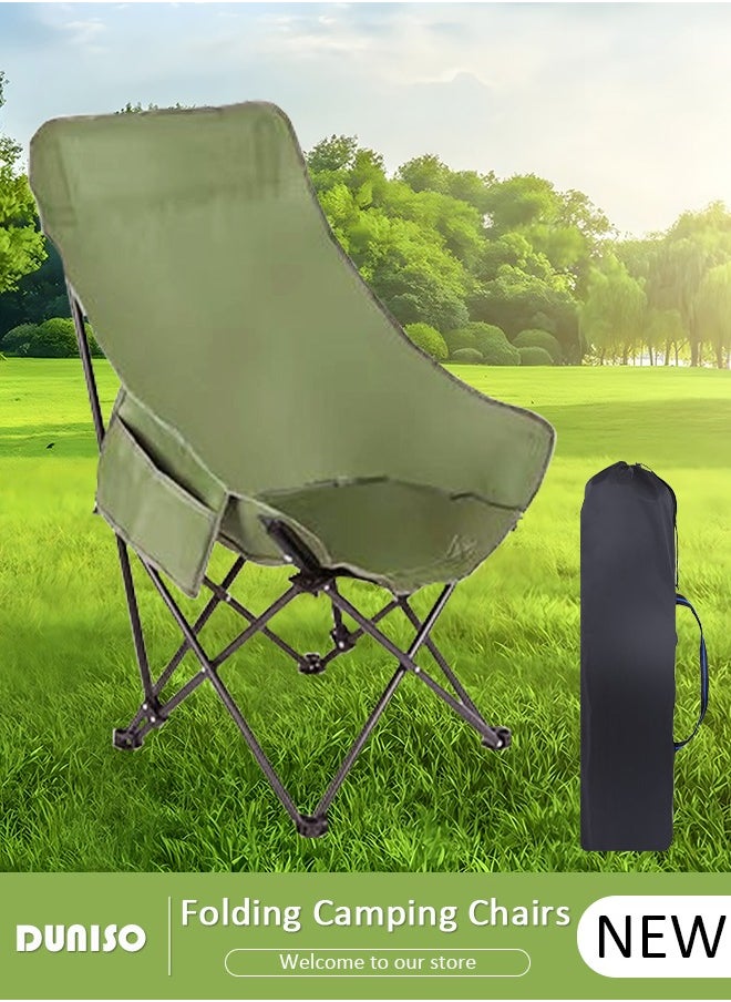 DUNISO - Heavy Duty Folding Camping Chair with Side Pockets and with Carry Bag, Garden Fish Chair Oxford Fabric Chair Outdoor Lounge Chair for Fishing, Camping, Picnics, BBQs, Beach & Outdoor Activities - Image 1