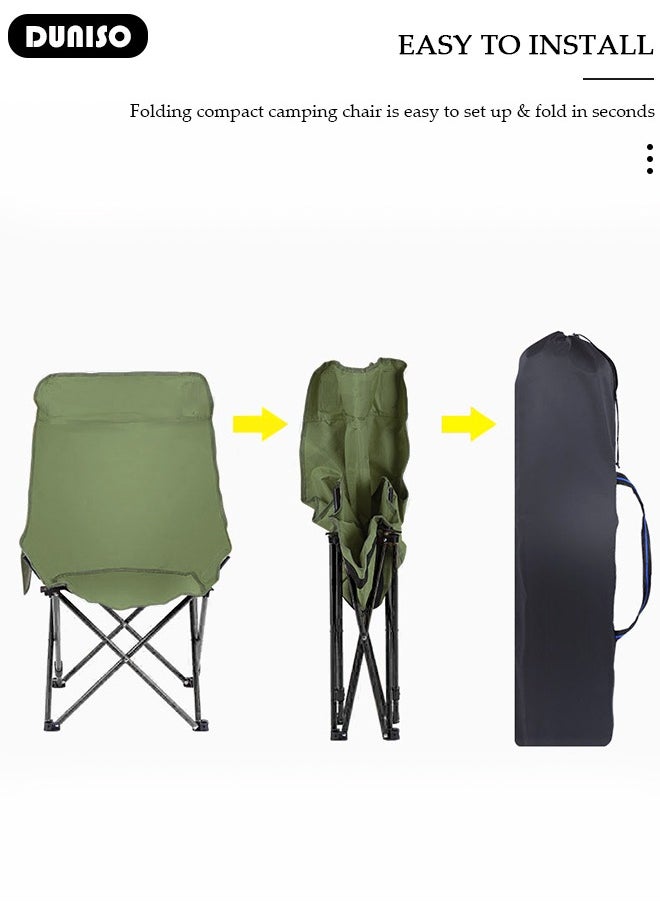 DUNISO - Heavy Duty Folding Camping Chair with Side Pockets and with Carry Bag, Garden Fish Chair Oxford Fabric Chair Outdoor Lounge Chair for Fishing, Camping, Picnics, BBQs, Beach & Outdoor Activities - Image 1