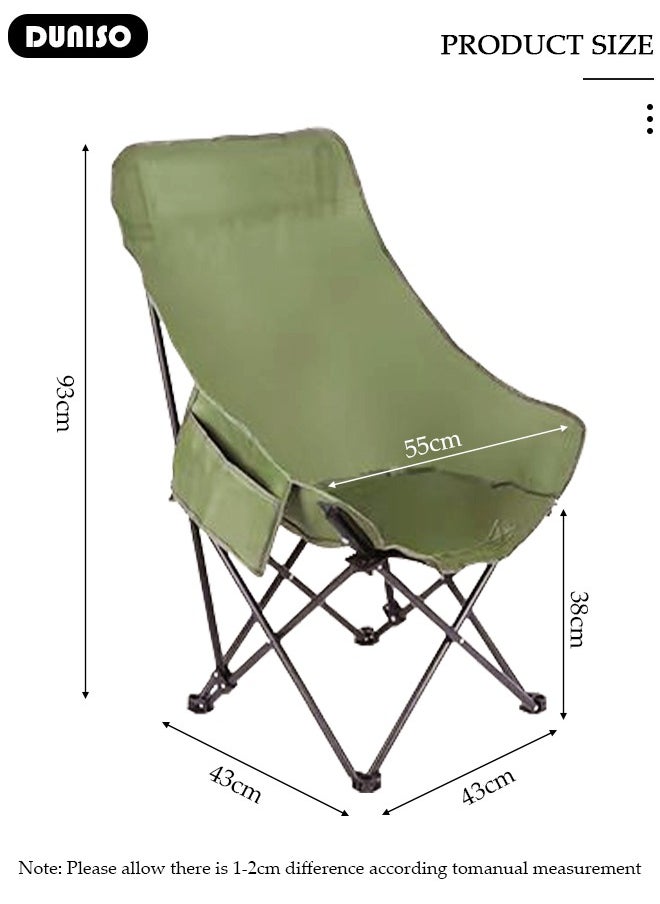 DUNISO - Heavy Duty Folding Camping Chair with Side Pockets and with Carry Bag, Garden Fish Chair Oxford Fabric Chair Outdoor Lounge Chair for Fishing, Camping, Picnics, BBQs, Beach & Outdoor Activities - Image 1