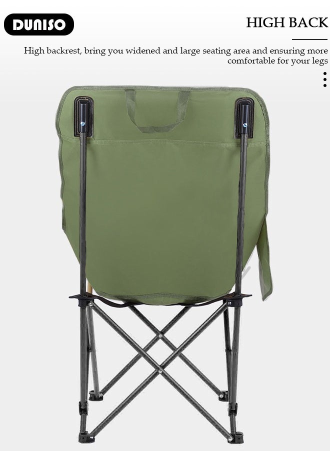 DUNISO - Heavy Duty Folding Camping Chair with Side Pockets and with Carry Bag, Garden Fish Chair Oxford Fabric Chair Outdoor Lounge Chair for Fishing, Camping, Picnics, BBQs, Beach & Outdoor Activities - Image 1