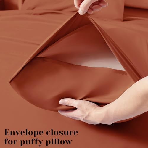 BYSURE 6 Pieces Bed Sheets Set(King, Terracotta) - Hotel Luxury Super Soft 1800 Thread Count 100% Microfiber Sheets with Deep Pockets, Wrinkle & Fade Resistant - Image 5
