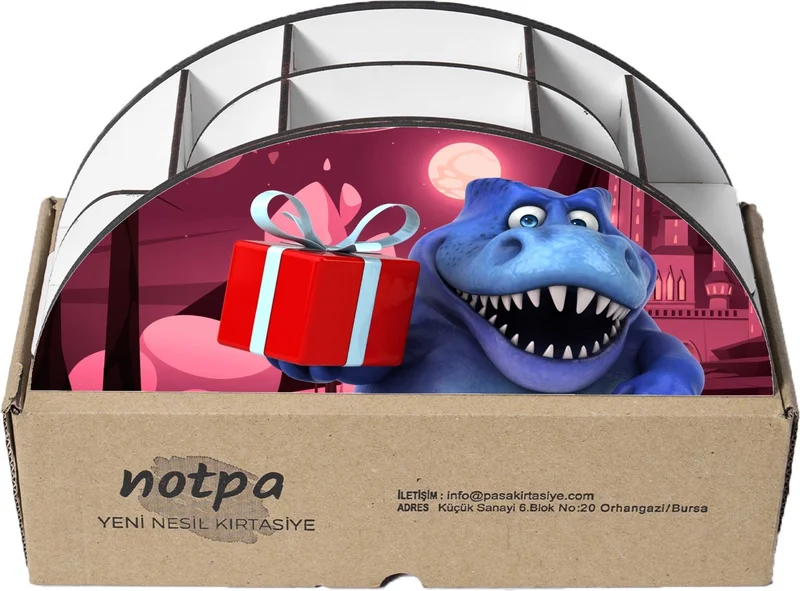 Notpa Wooden Vip Dinosaur Trex Blue Rainbow Ruler Desktop Pencil Holder Organizer For Kids VIP19