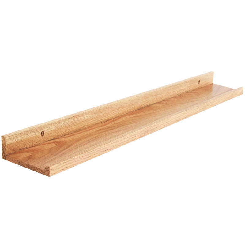 IBUYKE Solid Oak Timber Floating Shelf Wall Creative Ushaped Shelf Display Racks for Living Room Office Bedroom Bathroom Kitchen 90cm Wood color RFGB545