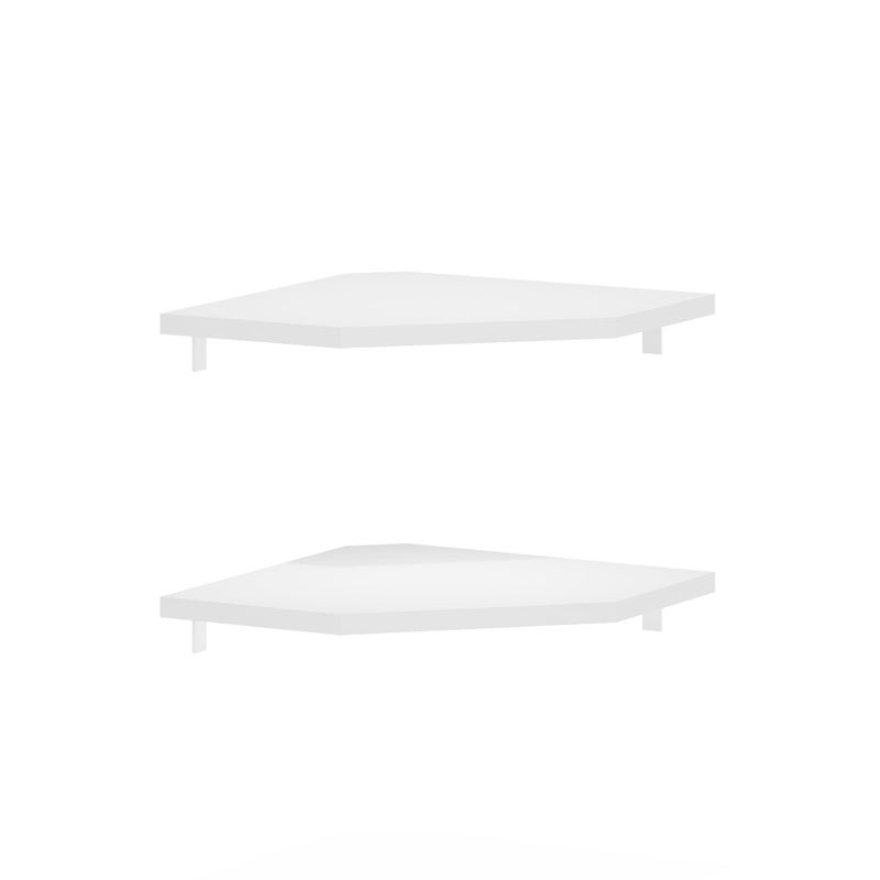 Furinno Rossi Hexagon Corner Floating Shelves Wall Mount Display Shelf White Set of 2