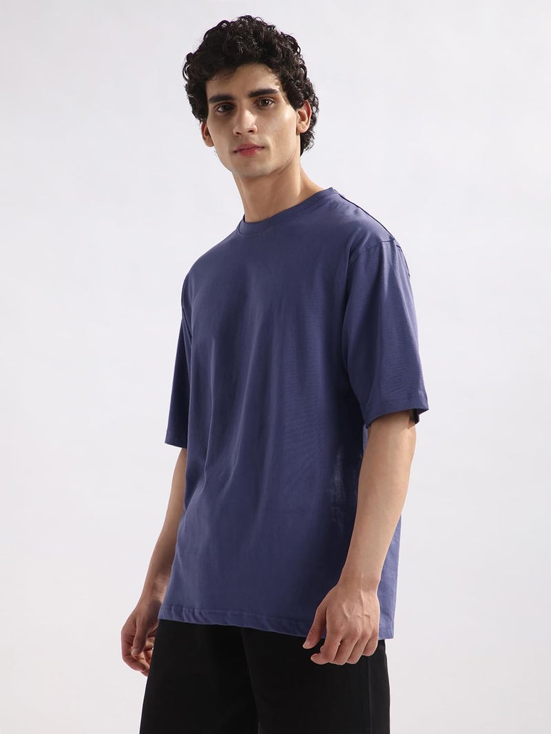 NOBERO Men's Oversized Heavy Cotton T-Shirt in Purple - Image 3