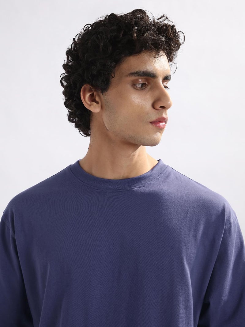 NOBERO Men's Oversized Heavy Cotton T-Shirt in Purple - Image 5