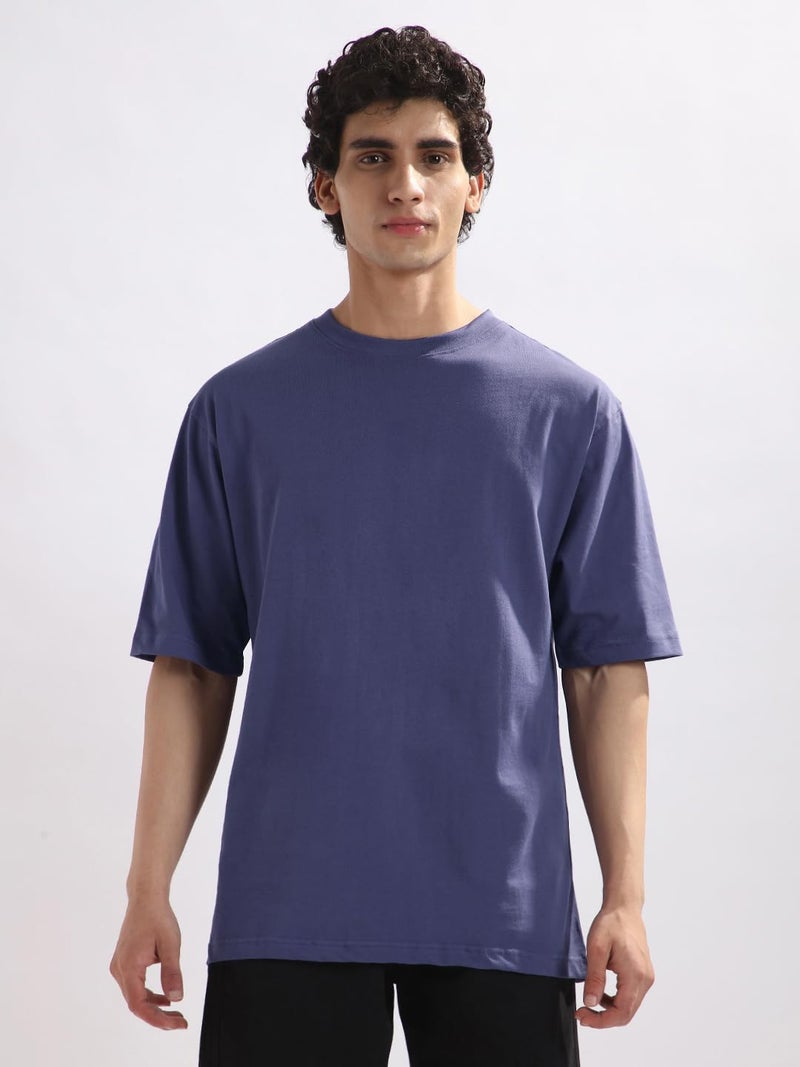 NOBERO Men's Oversized Heavy Cotton T-Shirt in Purple - Image 2