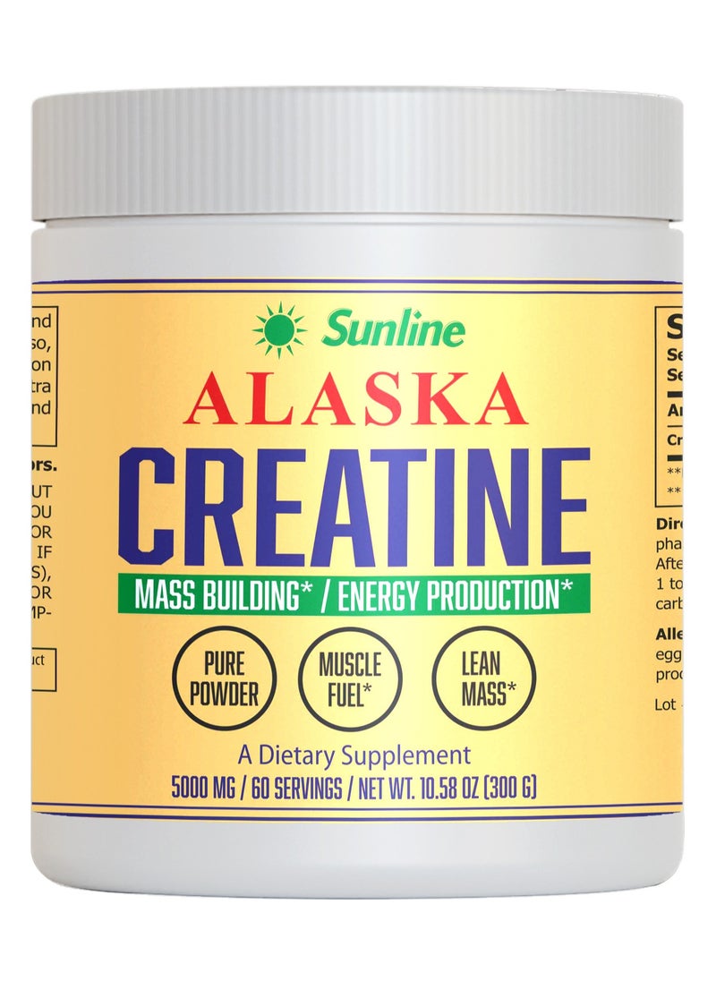 Sunline Creatine Monohydrate 5000mg, 60 Servings - Pure Powder for Muscle Fuel & Lean Mass  - Image 1
