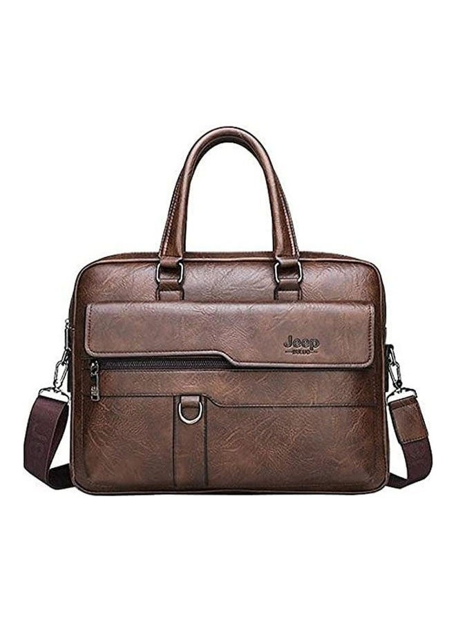 جيب شنطة جلد -جيب بولو-لاب توب- بحزام قابل للتعديل - بني - Image 1