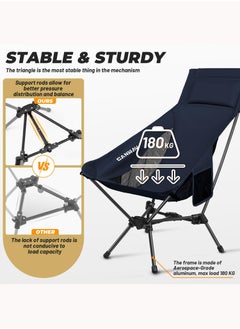 High Back Camping Chair for Adults Heavy Duty, Portable Camping Chair Folding Lightweight with Breathable Mesh, Outdoor Compact Folding Chair for Beach Fishing Picnic Patio Trave - pzsku/Z8326577BD146542B5145Z/45/_/1739520044/1ed772f2-ceef-4d21-a748-a8b09360f470