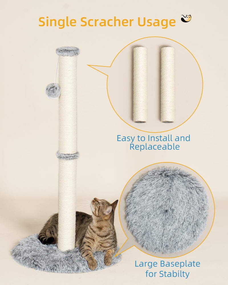 Aechonow 3-in-1 Cat Toys, 34'' Tall Cat Scratching Post with Donut Tunnel, Fluffy Plush Peekaboo Cave for Indoor Pets Such as Kittens, Puppies, Rabbits, and Ferrets - Image 4