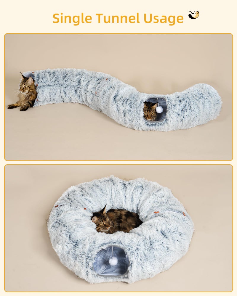 Aechonow 3-in-1 Cat Toys, 34'' Tall Cat Scratching Post with Donut Tunnel, Fluffy Plush Peekaboo Cave for Indoor Pets Such as Kittens, Puppies, Rabbits, and Ferrets - Image 5