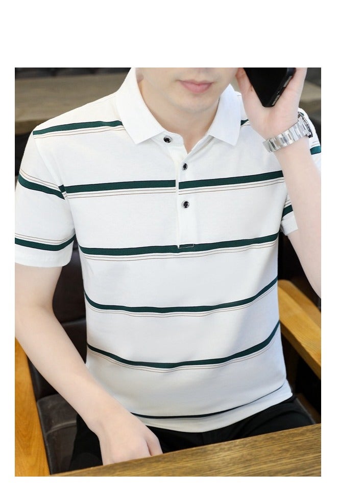 Men's Pure Cotton Short Sleeved T-shirt Casual POLO Shirt  - Image 1