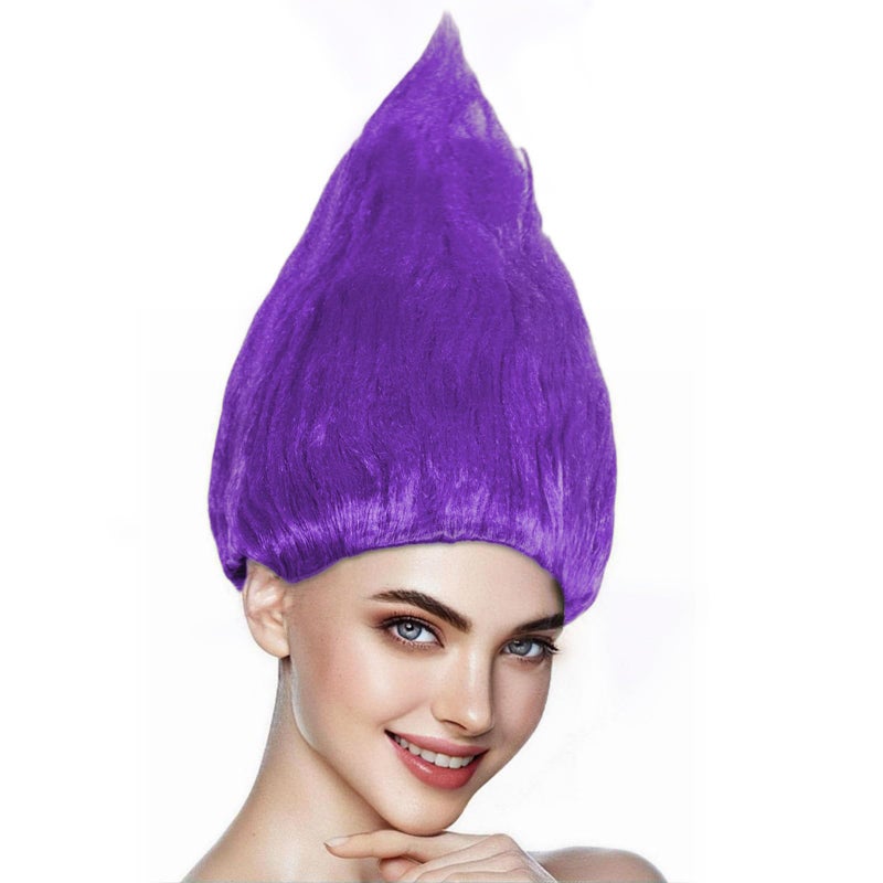ANOGOL Hair Cap + Purple Cosplay Wig Purple Outfit for Halloween Party Purple Hair Women Men Purple Costume for Anime Cosplay Purple Wigs for Adult Peluca Short Purple Synthetic Wigs