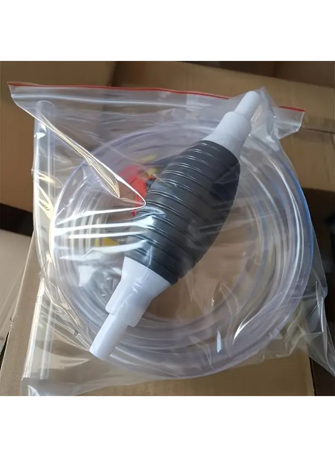 Black Universal Manual Siphon Pump Kit For Fuel Water Oil Transfer - Image 1