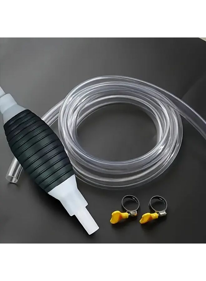 Black Universal Manual Siphon Pump Kit For Fuel Water Oil Transfer - Image 5