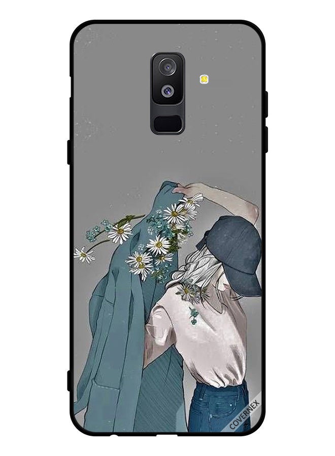 Covernex Protective Case Cover For Samsung Galaxy A6 Plus (2018) Cap Girl Wearing Floral Coat - Image 1