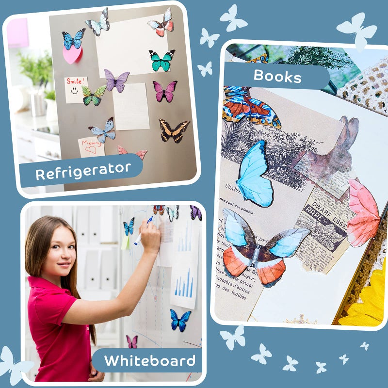 Nezyo 24 Pieces Magnetic Bookmarks Magnet Page Markers Foldable Page Clip Cute Book Marks for Students Reading Stationery Supplies Office Presents(Butterfly) - Image 4
