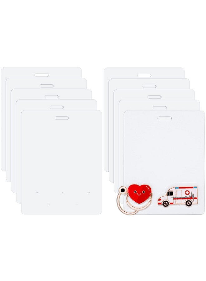 Tinlade 10 Pieces Badge Buddy Pin Holder For Nursing Pins Blank Badge Buddy Tags White Pin Holder Display For Nurse Doctor Student Staff Id Card Medical Pins Display (Horizontal) - Image 1