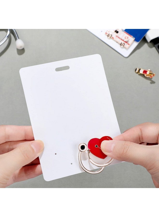 Tinlade 10 Pieces Badge Buddy Pin Holder For Nursing Pins Blank Badge Buddy Tags White Pin Holder Display For Nurse Doctor Student Staff Id Card Medical Pins Display (Horizontal) - Image 2