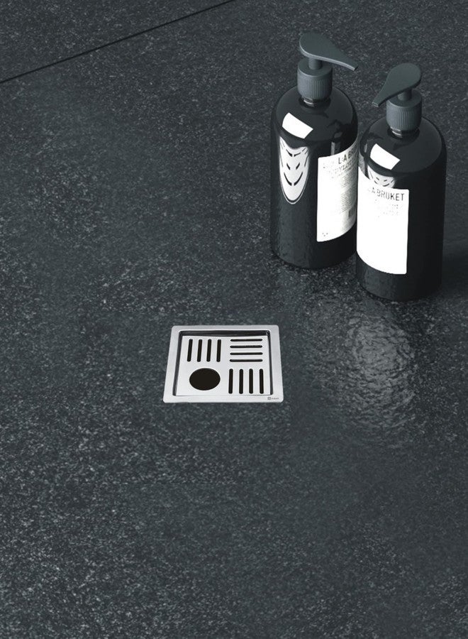 InBāth Floor Drain Grating Flat Cut Square with Cockroach Trap with Hole| Bathroom Floor Jali Stainless Steel 304 Grade|5x5 inches (NXNS-055 CH) - Image 2