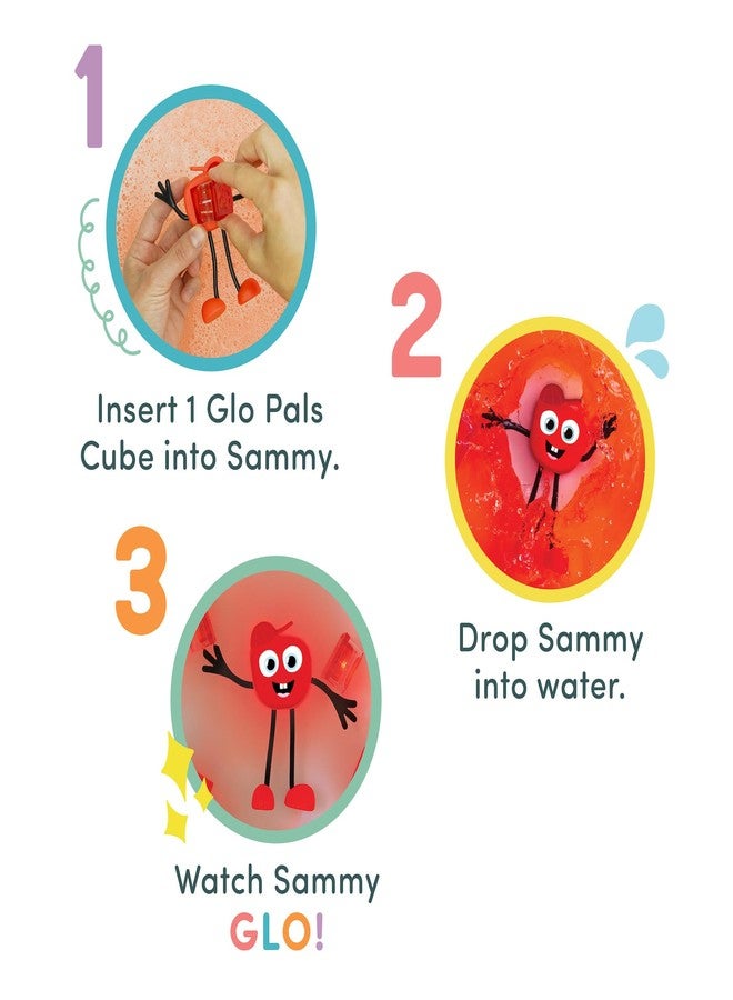 Glo Pals New Glo Pals Water-Activated Bath Toy with 6 Reusable Light-Up Cubes for Sensory Play (Sammy) - Image 5