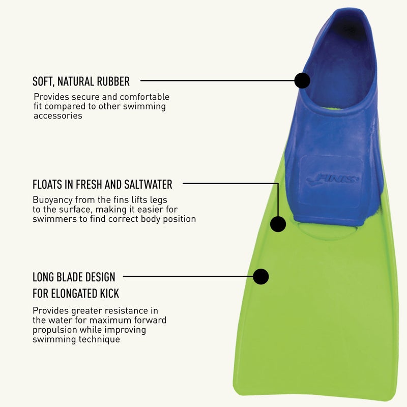 FINIS Long Floating Fins , Blue/Lime Green, XXXS (Jr. 8-11) (1.05.037.01) - Image 4