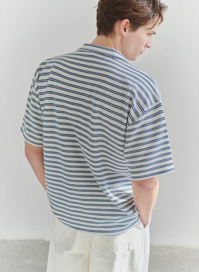 trendyol Limited Edition Ecru Regular Polo Collar Plain Knitted Polo Collar T-shirt - Image 2