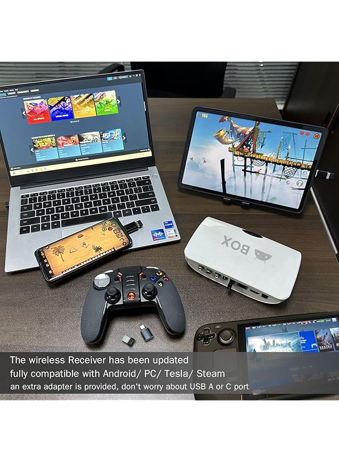 KASTWAVE Bluetooth Mobile Game Controller For Iphone Tablet Tv Box With Xinput And Usb Receiver Phone Clip Wireless Gamepad Support For Android Ios11.0 13.3.1 6 Axis Vibration  - Image 4