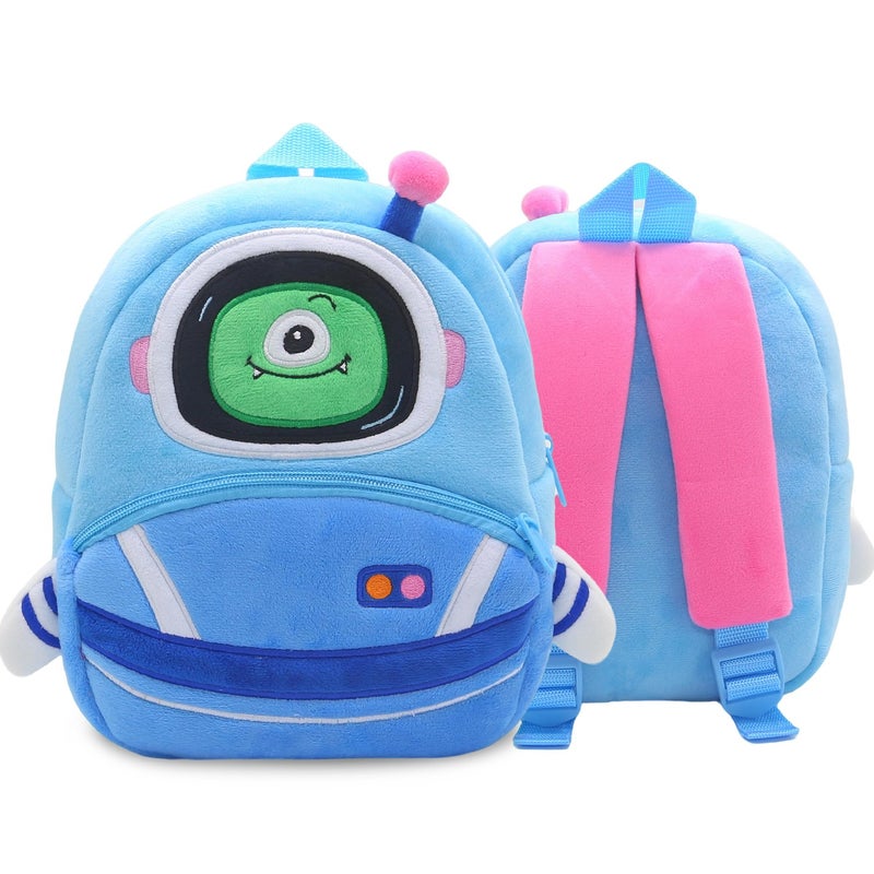Plush Kids Backpack, Astronaut Space Design, Soft Lightweight School Bag for Toddlers and Preschool Kids - Image 1