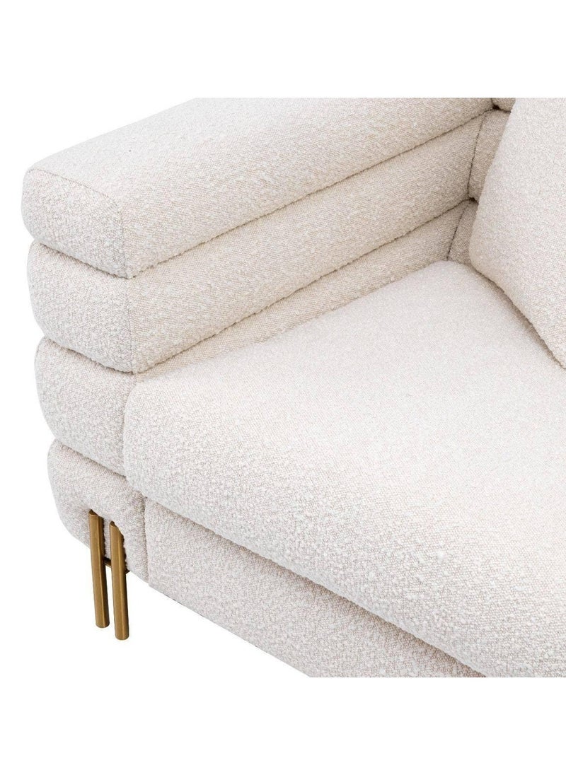 A to Z Furniture - York Cream Boucle Brushed Brass Sofa 230cm in Cream Color Boucle Fabric Sofa - Image 1