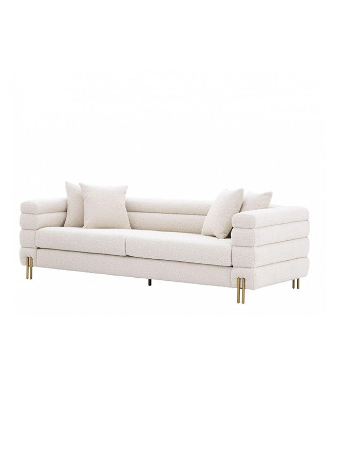 A to Z Furniture - York Cream Boucle Brushed Brass Sofa 230cm in Cream Color Boucle Fabric Sofa - Image 1