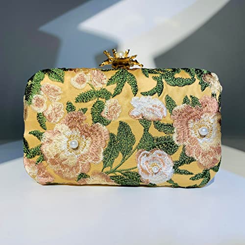 Zebrum Womens Evening Clutch Bag Designer Evening Handbag Hand Bag,Lady Party Wedding Clutch Purse (Embroidery-Gold) - Image 5