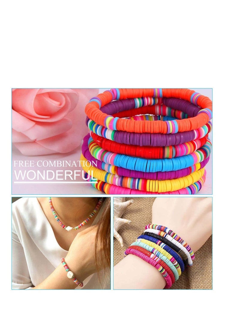 Y&D Clay Beads, Round Handmade Heishi White Polymer Flat Beads for Jewelry Making, Necklace Bracelet Earring  - Image 4