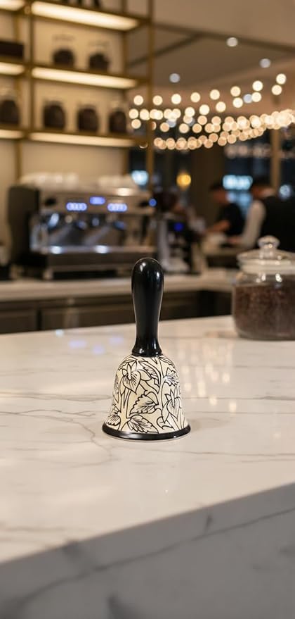 Caffeine Ceramic Stonwear Handmade Black Perru Dinner Bell - Image 2