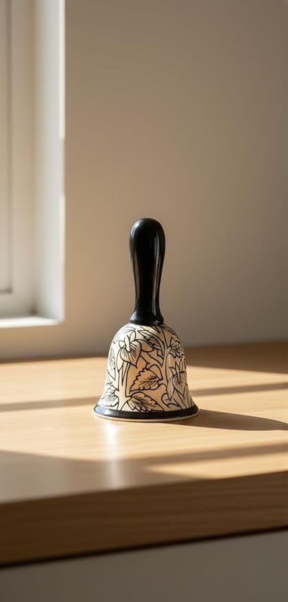 Caffeine Ceramic Stonwear Handmade Black Perru Dinner Bell - Image 4