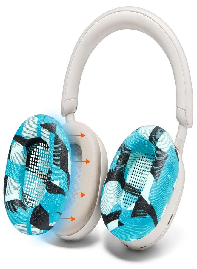 WC SweatZ XM5 - Patented Earpad Sweat Covers for Sony WH1000XM5 by Wicked Cushions | Full 360 Earpad Protection | Sweatproof & Easily Washable | Cyan Prism - Image 1