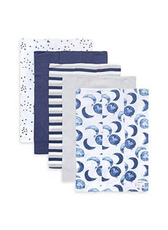 Burt's Bees Baby Burp Cloths 5Pack Extra Absorbent 100% Organic Cotton Burp Cloths (Hello Moon) (Ly27010Indosh)  - Image 1