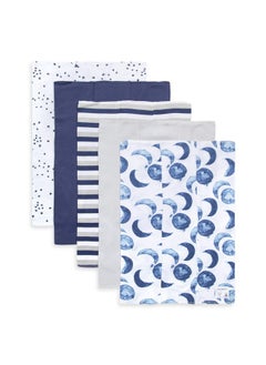 Burt's Bees Baby Burp Cloths 5Pack Extra Absorbent 100% Organic Cotton Burp Cloths (Hello Moon) (Ly27010Indosh)  - Image 2