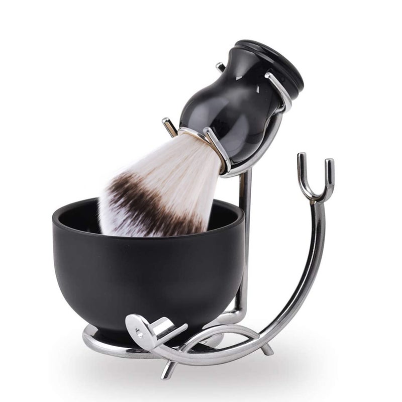 Grandslam Shaving Brush and Bowl Kit for Men 3 in 1 Shaving Brush Set Stainless Steel Shaving Bowl and Stand Shaving Kit for Men