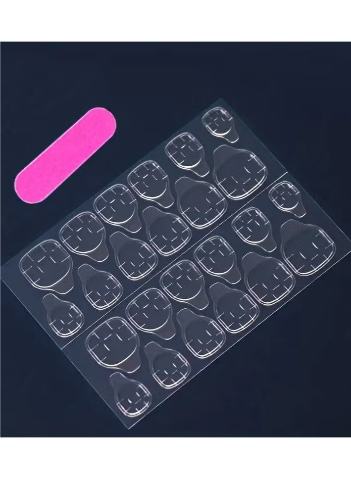 جيكومو 24 قطعة أظافر مربعة قصيرة لامعة ، مكبس متدرج وردي عاري على الأظافر ، أظافر كاذبة على النمط البسيط للنساء والفتيات ملابس يومية - Image 3