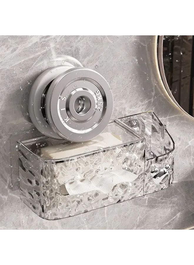 2025 Glacier Pattern Transparent Gray No Drill Wall Mounted Tissue Holder Bathroom Kitchen Storage Box - Image 4